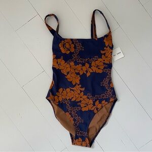 NU SWIM Navy & Rust Floral One-Piece Swimsuit